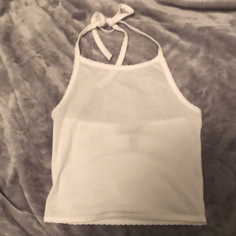 white ribbed halter top